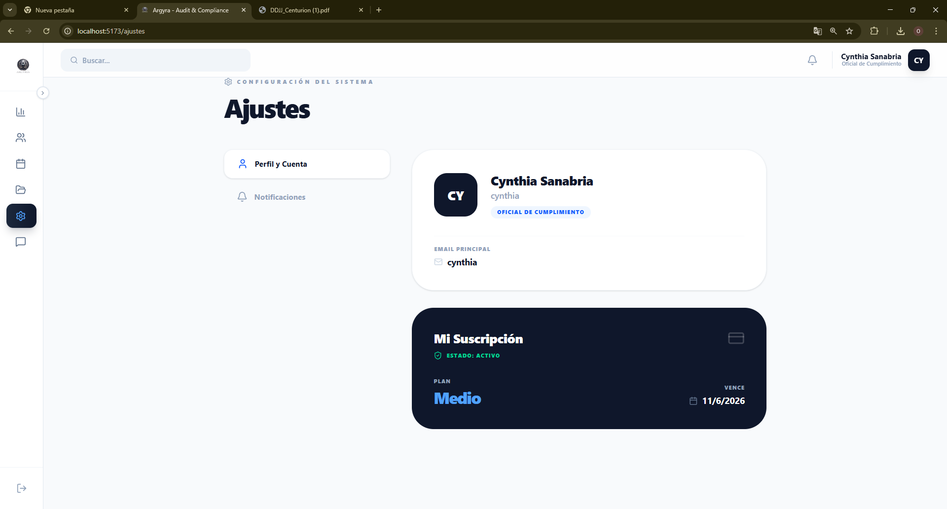 Panel de Configuración